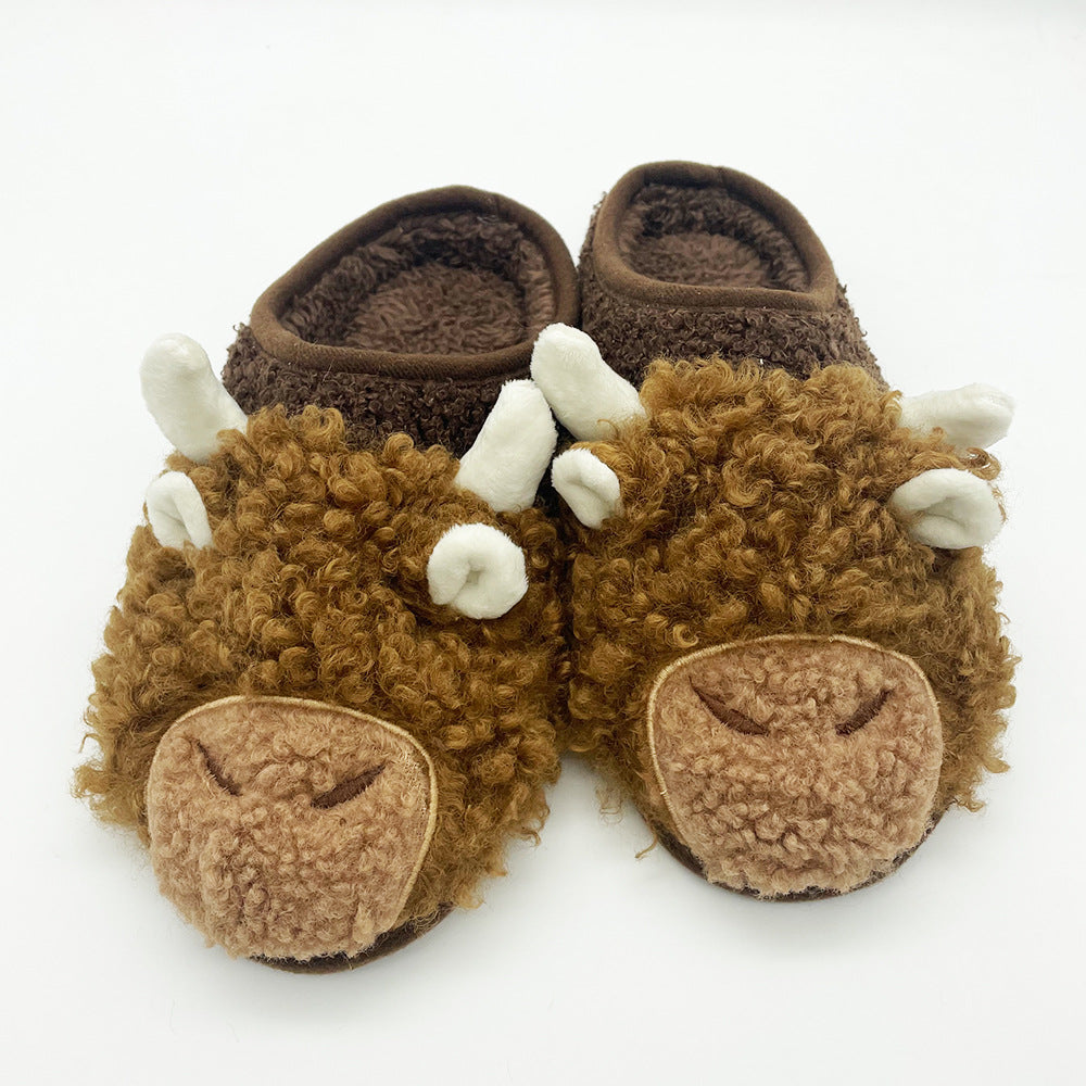 Wholesale New Highland Cow Slippers Scottish Yak Amazon Yak Plush Slippers
